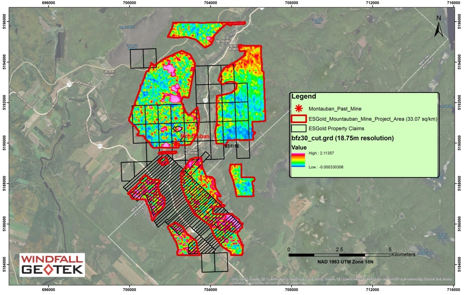 3D geological model highlighting target zones from ANT survey