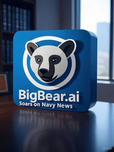BigBear.ai logo with text Soars on Navy News, highlighting stock surge after U.S. Navy UNITAS 2025 announcement.